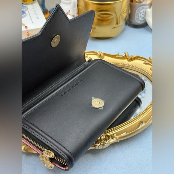 🆕 CHIARA FERRAGNI 🧿 NIB Studded Eyelike Motif Wallet on Chain Link - Black - Picture 10 of 15
